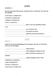 English worksheet: defining relative clauses, jobs practice