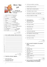 English Worksheet: Have / Has Got