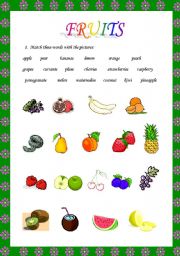 English worksheet: FRUITS