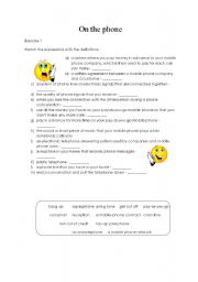 English Worksheet: on the phone