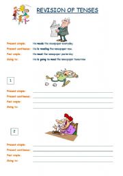 English Worksheet: Revision of tenses - present, past , future (3 pages)