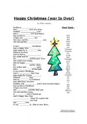 English Worksheet: Happy Christmas  by Lennon (Fill in the blanks)