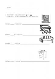 English worksheet: Where are these things?