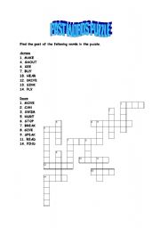 English worksheet: PAST WORDS PUZZLE