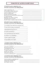 English Worksheet: PASSIVE VOICE EXERCISES