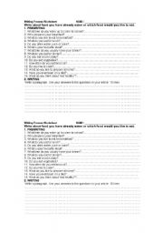 English Worksheet: writing process worksheet