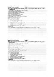 English worksheet: writing process worksheet