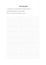 English worksheet: writing exam