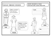 English Worksheet: DESCRIBING CLOTHES AND COLOURS