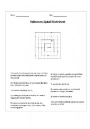 English worksheet: Halloween spiral crossword puzzle