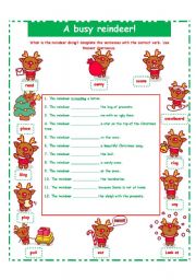 English Worksheet: A BUSY REINDER/ PRESENT CONTINUOUS
