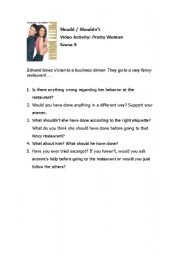 English Worksheet: Should / Shouldnt - Video activity: Pretty Woman