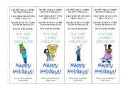 English Worksheet: Happy Holidays Bookmarks