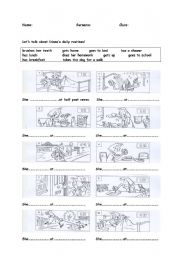 English Worksheet: daily routines