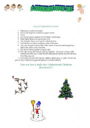 English Worksheet: creating a christmas paper tree