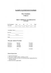 English worksheet: class test3 