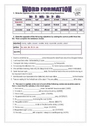 English Worksheet: Word formation