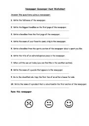 English worksheet: Newspaper Exercise