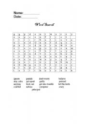 English Worksheet: word search