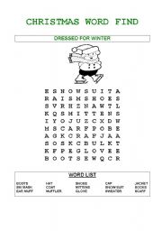 English worksheet: Christmas word find