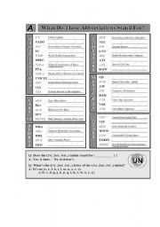 English Worksheet: abbrevations