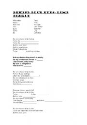 English worksheet: behind blue eyes