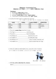 English worksheet: Adjectives  Comparative Form