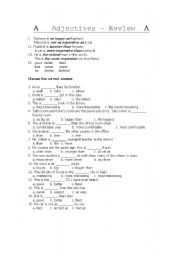 English worksheet: Adjectives  Review  
