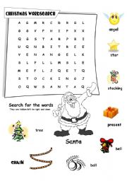 English Worksheet: Christmas WordSearch