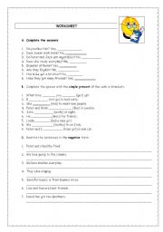 English Worksheet: Simple present and present continuous