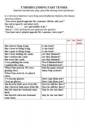 English worksheet: Understanding past tenses