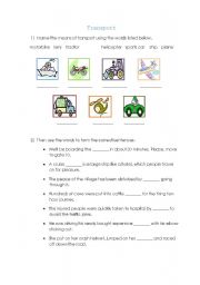 English worksheet: transport