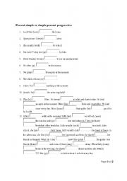 English worksheet: simple present or present continous