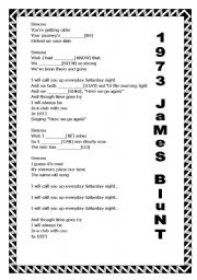 English worksheet: 1973 James Blunt Song