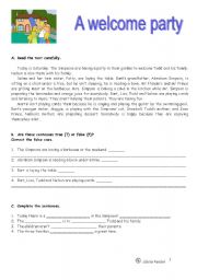 English Worksheet: A welcome party