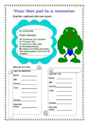 English worksheet: You Net pal is a monster
