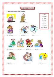 English Worksheet: OBJECT PRONOUN - LOVE IS ALL AROUND