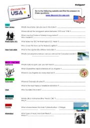 English Worksheet: USA webquest