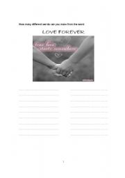 English Worksheet: LOVE