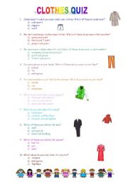 English Worksheet: Clothes quiz