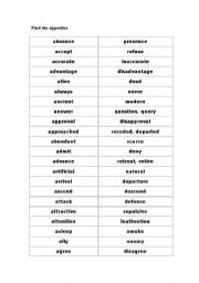 English Worksheet: opposites 2