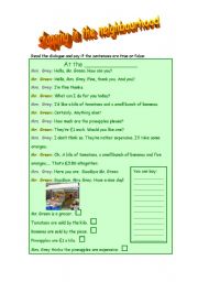 English Worksheet: Shopping in the neighbourhood