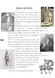 English Worksheet: King Arthur 