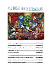 English Worksheet: TRUE OR FALSE  DISNEY CHRISTMAS  PICTURE