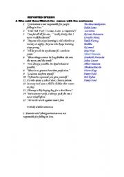 English worksheet: REPORTED SPEECH