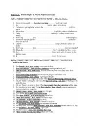 English Worksheet: Present Perfect vs Present Perfect Continuous