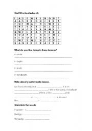 English worksheet: School subjects