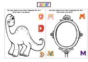 English worksheet: Alphabet - Write the words beginning with D and M
