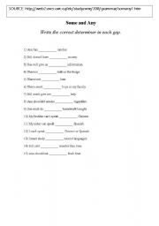 English Worksheet: SOME/ANY WORDS
