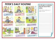 English Worksheet: PETERS DAILY ROUTINE